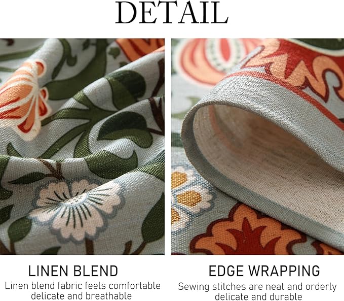 French Tablecloth for Rectangle Tables,Linen Table Cloth with Colorful Flowers Pattern,Heavy Durable Table Cover for Dining Thanksgiving Kitchen Decor Party Banquet Christmas,63"*110"