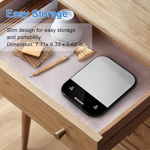 Food Scales for Kitchen,Digital Scale Grams and Ounces for Food Weight,Baking,Cooking,Meal Prep,Small Kitchen Scales with 7 Weighing Units/LED Display/Tare Function,Stainless Steel,Black