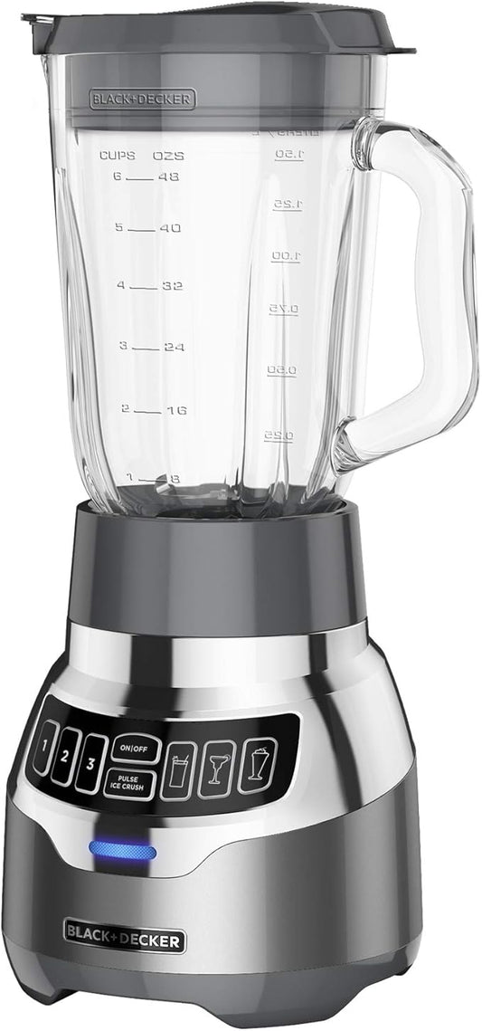 BLACK+DECKER PowerCrush Digital Blender with Quiet Technology, Stainless Steel, BL1300DG-P