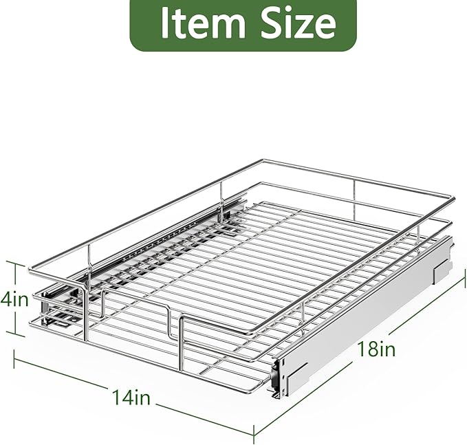 LOVMOR Pull Out Cabinet Organizer 14" W x 18" D, Kitchen Cabinet Pull Out Shelves Slide Out Storage…
