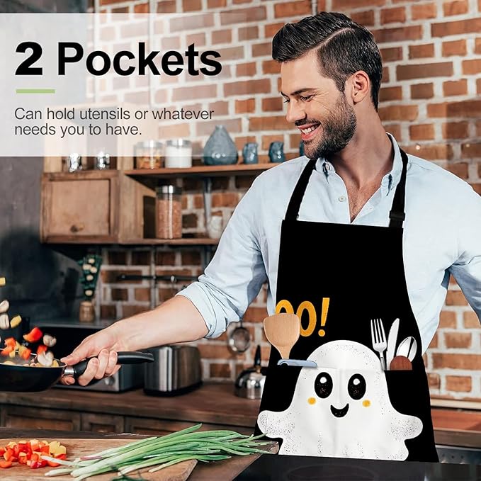 Halloween Apron Home Kitchen Cooking Baking Gardening for Women Men with Pockets waterproof 32x28 inch