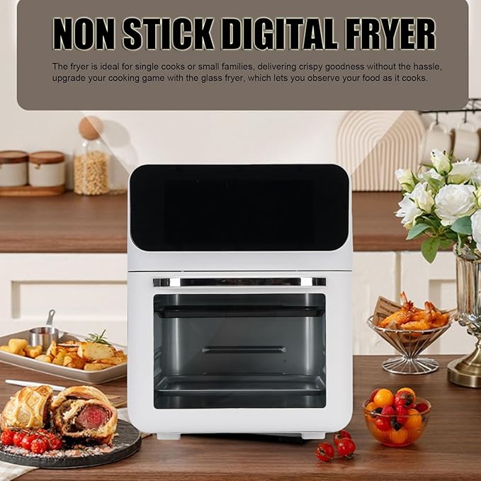 TOPINCN Air Fryer Toaster Oven Stainless Steel Non Stick Digital Fryer Large Capacity Multifunctional Kitchen Appliance with View Window for Baking Toasting Frying