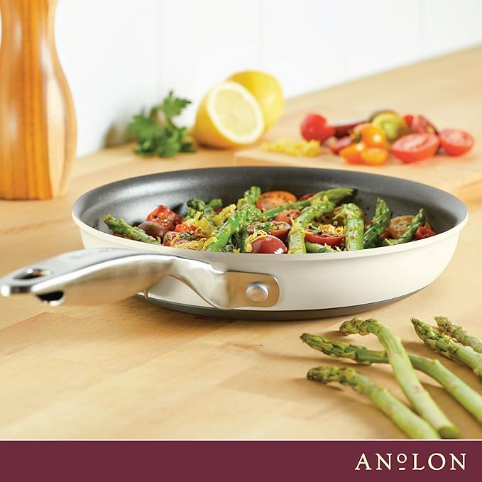Anolon Achieve Hard Anodized Nonstick Frying Pan/Skillet, 8.25 Inch, Cream