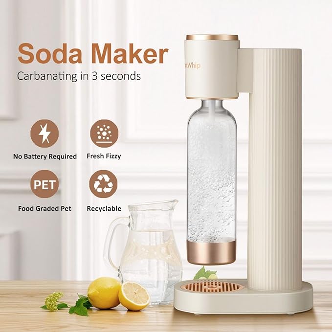 GreatWhip Soda Streaming Machine Sparkling Water Maker Soda Maker with 1L Carbonating Bottle, Compatible with Screw-in 60L CO2 Carbonator(NOT Included)