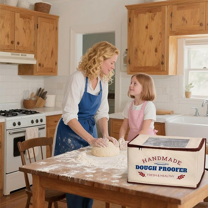 Folding Dough Proofer Box with Temp Control (50-130℉) & 24H Timer, Extra Large Bread Proofing Box for Sourdough, Pizza, Yogurt, Seed Starting, 3D Filament Drying, Space-Saving & Easy to Use