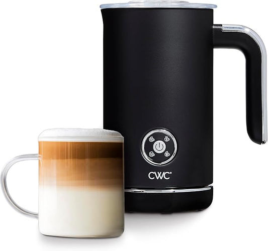 COOK WITH COLOR 4-in-1 Electric Milk Steamer and Frother - 2-Minute Heating and Frothing, Hot and Cold Foam Maker for Coffee, Latte, Cappuccino, Macchiato, Milk Warmer, Auto Shut Off, Black