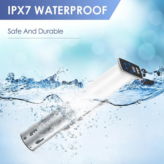 Wancle Sous Vide Machines, 1100 Watts Sous-Vide Cooker Immersion Circulator, IPX7 Waterproof, Quiet, Easy to Use for Home Chefs