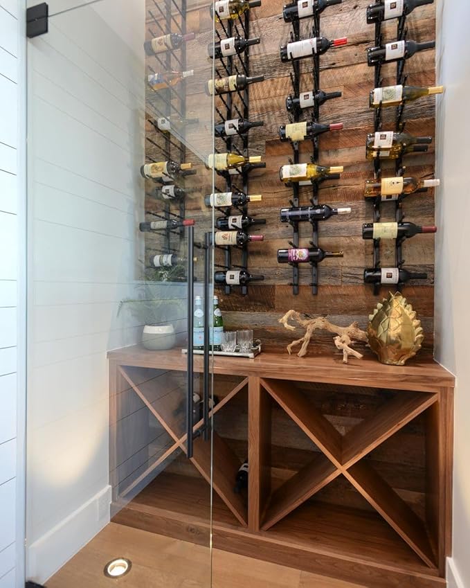 Ultra Wine Racks Wall Mounted Label-Out Wine Racks (4 Foot 1 Deep, Matte Black, 12 Wine Bottles) - Modern Metal Wine Storage, Modular Design for Home Bar, Kitchen, Dining Rooms, & Wine Cellars