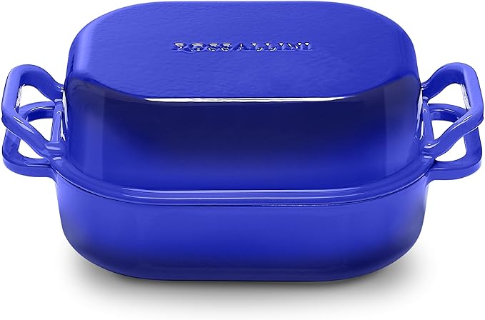 Signature Enameled Cast Iron Sourdough Bread Oven | Non-Stick with Tight Fitting Lid for Perfect Baking and Bread Making | 6QT Rectangle Oven With Lid [Indigo Blue]