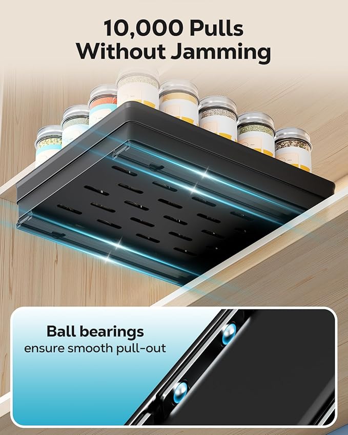 Nieifi Spice Organization for Cabinet-Vertical Spice Rack Pull Out-Spice Rack Organizer for Cabinet-8-1/4 inch Wide-Seasoning Kitchen Organizer-8.26" W x 10.6" D x 2.7" H-1 Pack