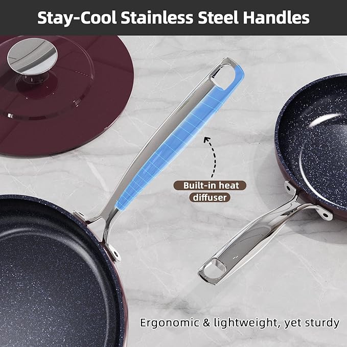 Nuwave Lux 13pc Forged Lightweight Cookware Set PFAS Free, Healthy G10 Duralon Ceramic Coating, Ultra Non-Stick, Stay-Cool Handles, Works on All Cooktops & Induction Ready