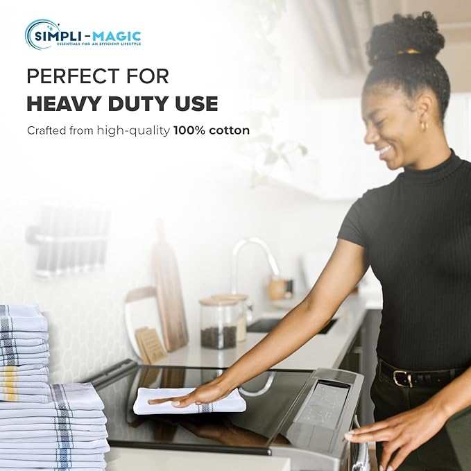 Simpli-Magic Cotton Herringbone Dish Towels, 15"x25" (30 Pack) – High Absorbent Kitchen Hand Towels (Multi-Color)