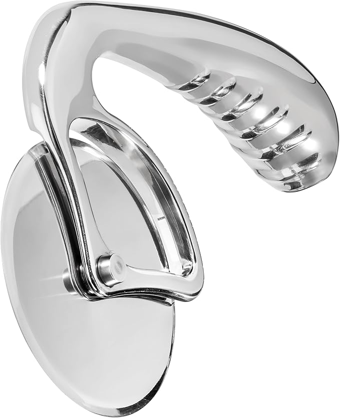 Pizza Cutter Wheel by Midnight Slice - Stainless Steel Food Slicer for Pizzas and more with Ergonomic Handle and Sharp Cutting Surface for Clean Cuts
