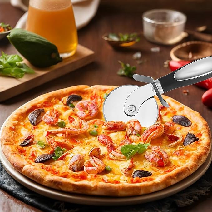Pizza Cutter, Multifunctional Pizza Cutter - Pizza Cutter Knife with Non-Slip Handle, Stainless Steel Pizza Cutter Wheel Easy to Cut Pizza into Separable Pieces,For Kitchen Cooking
