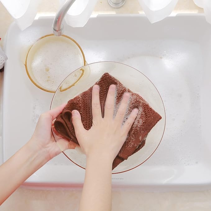 Homaxy 100% Cotton Waffle Weave Kitchen Dish Cloths, Ultra Soft Absorbent Quick Drying Dish Towels, 12 x 12 Inches, 12-Pack, Rust