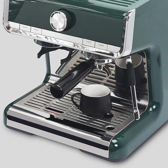 Lareina 3-Ounce Porcelain Espresso Cups Set of 6, Stackable Coffee Cups with Saucers, Spoons and Metal Stand, Ceramic Demitasse Mugs, Espresso Accessories for Machine, Black