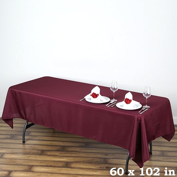 LinenTablecloth 60 x 102-Inch Rectangular Polyester Tablecloth Burgundy