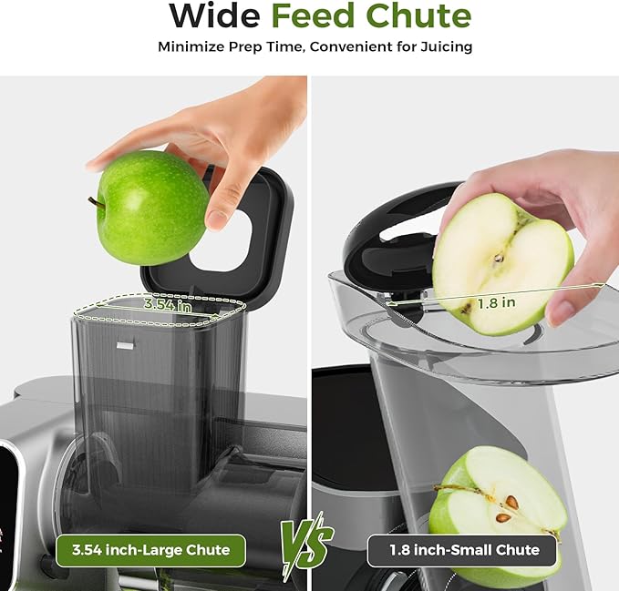 WETIE Cold Press Juicer, Powerful Juicer Machines with Adjustable Juicing Pressure, 99% High Juice Yield, Quiet Slow Masticating Juicer with Touch Screen, 3.54'' Feed Chute, Easy to Clean with Brush