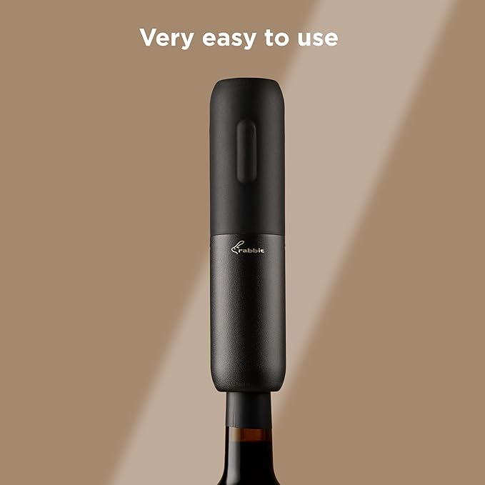 Rabbit Compact Electric Corkscrew Wine Bottle Opener, Black, 10.75 Inch