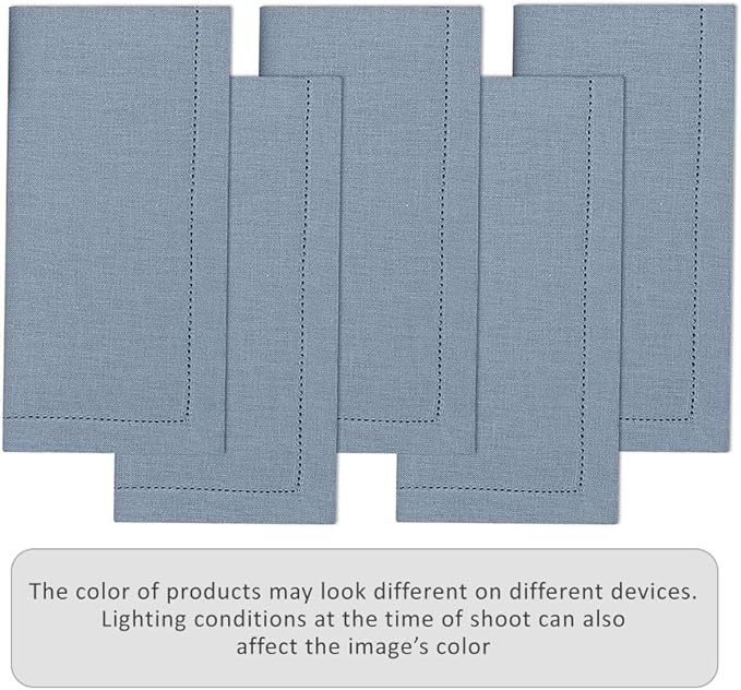 Ruvanti Premium Linen Napkins Set of 4-20x20 Inch, Classic Hemstitch, Mitered Corner Cloth Napkins ‎‎- Soft, Elegant Dinner Napkins Cloth Washable for Weddings, Parties, Everyday Use - Grey