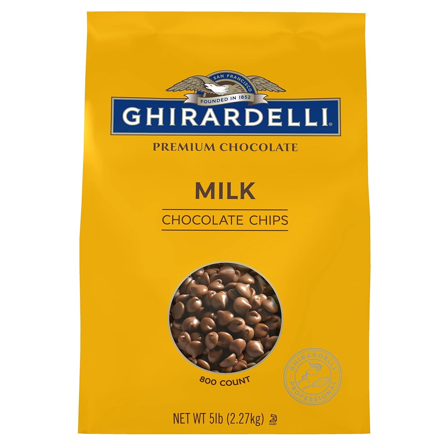 Ghirardelli Chocolate Company Milk Chocolate Chips 800 per lb., 5lb (Pack of 2)