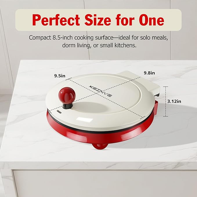 1000W Pizza Maker, 2-in-1 Indoor Griddle and Pizza Cooker, 8.5" 180° Open Nonstick Plate for Quesadilla, Panini, Crepe and More