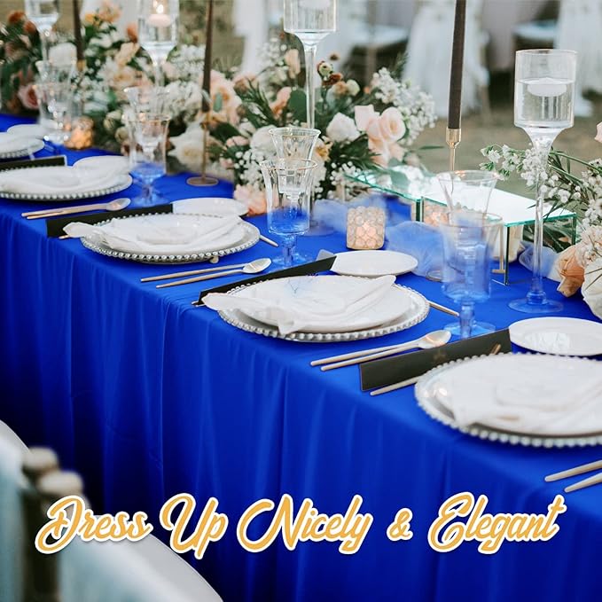 BRILLMAX 6 Pack Royal Blue Tablecloths for 8 Foot Rectangle Tables 60 x 126 Inch - 8ft Rectangular Bulk Linen Polyester Fabric Washable Cloth Cover for Wedding Reception Banquet Birthday Party