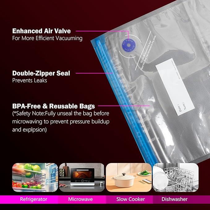 Handheld Vacuum Sealer for Food with 20 Reusable Bags,Portable Rechargeable Powerful Compact Vacuum Sealer Machine for Kitchen & Camping