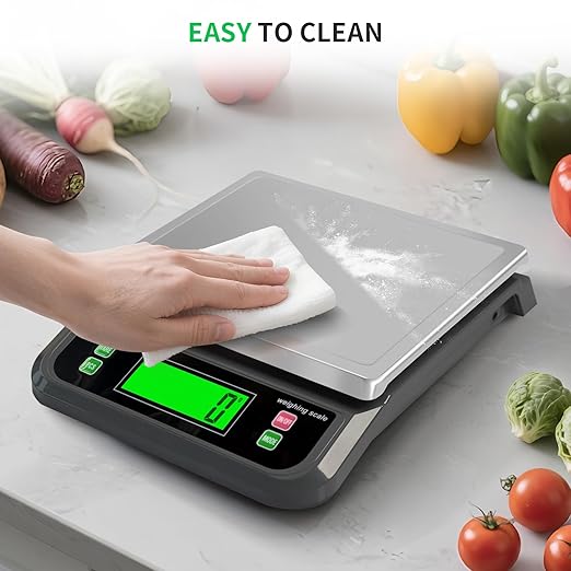 Large Food Scales for Kitchen 88lbs/40kg Digital Food Scale with Tare and PCS Funtion Stainless Stee Tray Baking Scale for Cooking with Adapter, 6 Unit (Grey, 40kg)