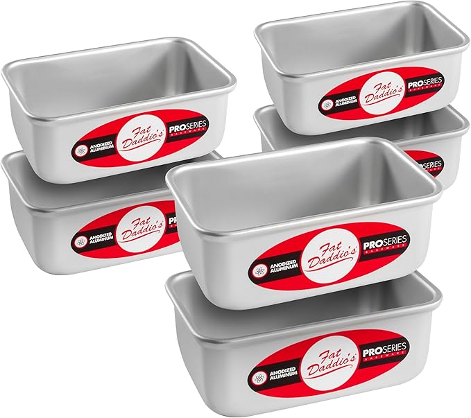 Fat Daddio's BP-5639CASE Anodized Aluminum Bread Loaf Pan, 4.875 x 2.75 x 2 inch, Set of 6