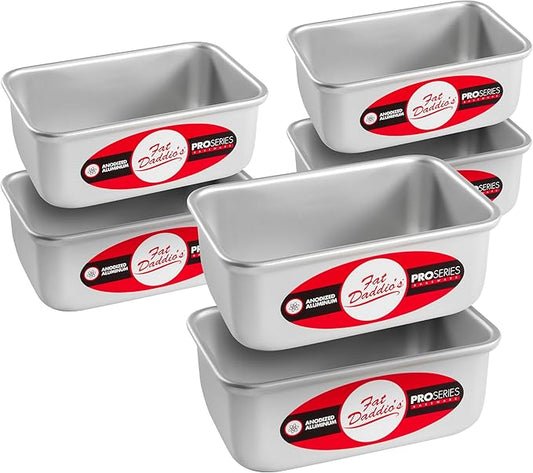 Fat Daddio's BP-5639CASE Anodized Aluminum Bread Loaf Pan, 4.875 x 2.75 x 2 inch, Set of 6