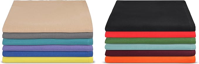 Urban Villa Napkins Solid Slub Set of 12 MUL Color Dinner Napkins Size 20X20 in Cloth Napkins Cotton Cloth Napkins Premium Quality Mitered Corner Ultra Soft Dinner Napkins