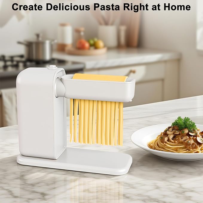 Electric Pasta Maker, 3-in-1 Pasta Maker Machine Includes Pasta Roller Spaghetti Cutter & Fettuccine Cutter with Cleaning Brush, Noodle Maker for Home Use, White