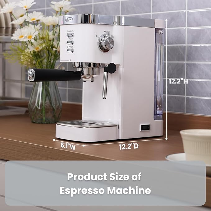 Gevi 20 Bar Professional Espresso Machine for Home, Compact with Milk Frothing Steam Wand, Adjustable Single & Double Shot, Gift for Coffee Lovers, Mom & Dad