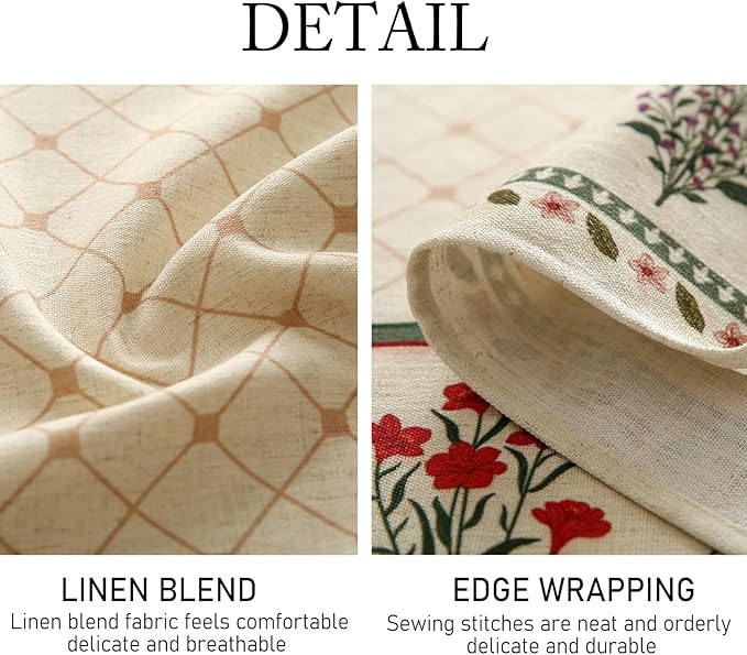 Floral Tablecloth for Rectangular Tables,Linen Table Cloth with Colorful Flowers Pattern,Heavy Durable Table Cover for Dining Thanksgiving Kitchen Decor Party Banquet Christmas,55"*71"