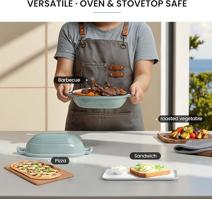 Enameled Cast Iron Dutch Oven for Sourdough Bread Baking,9 x 5-4/5 Inch Oval Cast Iron Bread Pan with Lid,Dutch Oven for Homemade Sourdough Baking,2.8QT Meatloaf Pan,Oven Safe