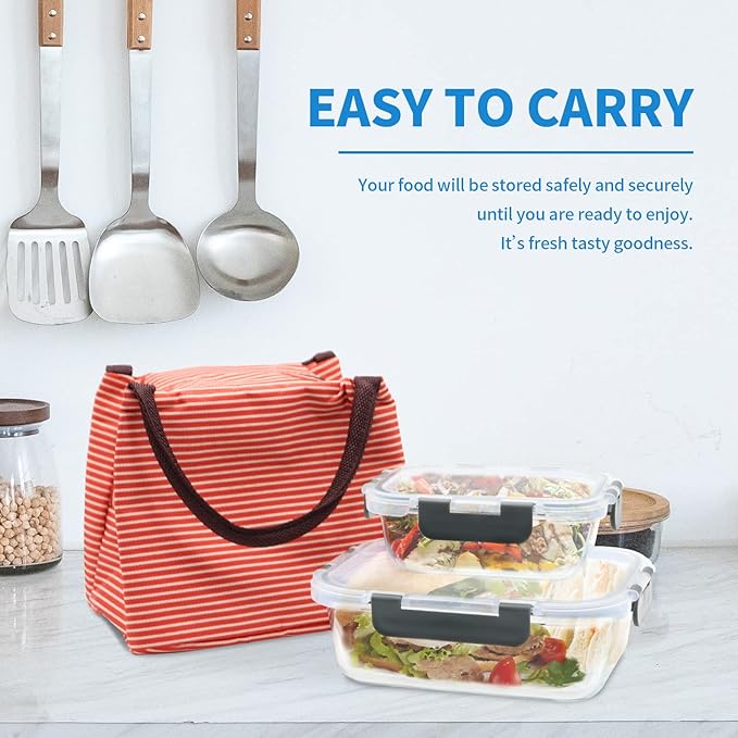 10-Pack Glass Food Storage Containers with Lids [Air-Tight,Leak-Resistant] Glass Containers for Food Storage, Meal Prep, Microwave, Freezer, Dishwasher Safe