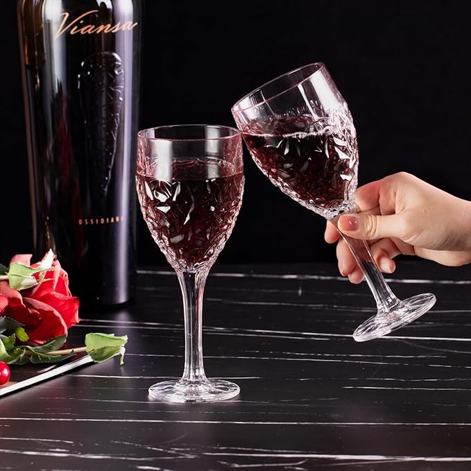 KAMMAK Wine Glasses Set of 2, 8.3 oz Hand Blown Crystal Bordeaux Wine Glasses, Thin Rim & Long Stem, Perfect for Red & White, Daily Use, Wedding Anniversary or Birthday Gift with Gift Box, Nicole