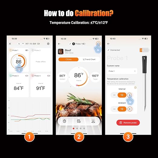 4-Probe WiFi Wireless Meat Thermometer with 360°Readable LCD Standalone Base, WiFi and Bluetooth 5.3 Unlimited Range, IPX8 Waterproof Food Kitchen Thermoemter for BBQ, Grill, Smoker, Oven, Rotisserie