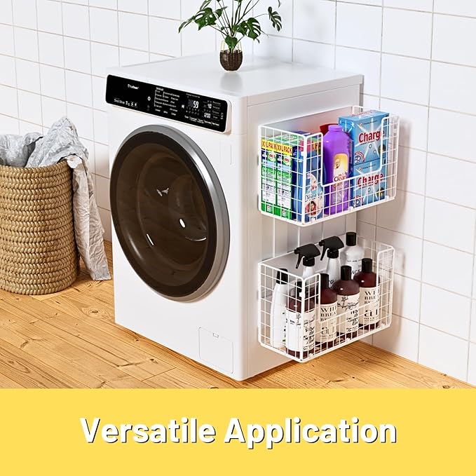 Magnetic Shelf for Fridge, Fruit Potato & Onion Storage Bins, Pantry Organizers & Storage, Large Container Magnetic Basket for Refrigerator, Kitchen Counter,Cabinet Magnetic Fridge Organizer White (2)