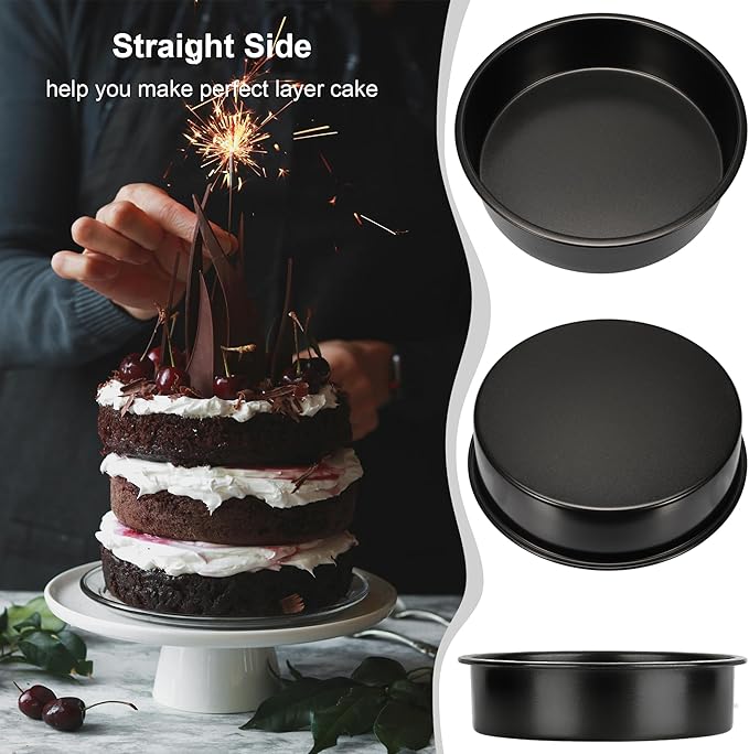6 Inch Cake Pans Set of 3, Smash Cake Pans with 100PCS Parchment Paper for Layer Cakes, No-Stick Round Cake Pan Sets for Baking, Durable Baking Pan Set for Christmas Birthday, Dishwasher Safe