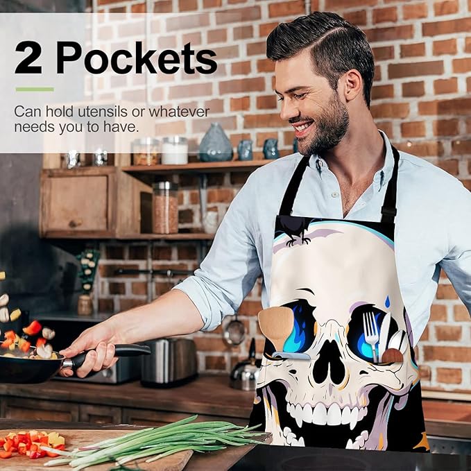 Halloween Apron Home Kitchen Cooking Baking Gardening for Women Men with Pockets waterproof 32x28 inch