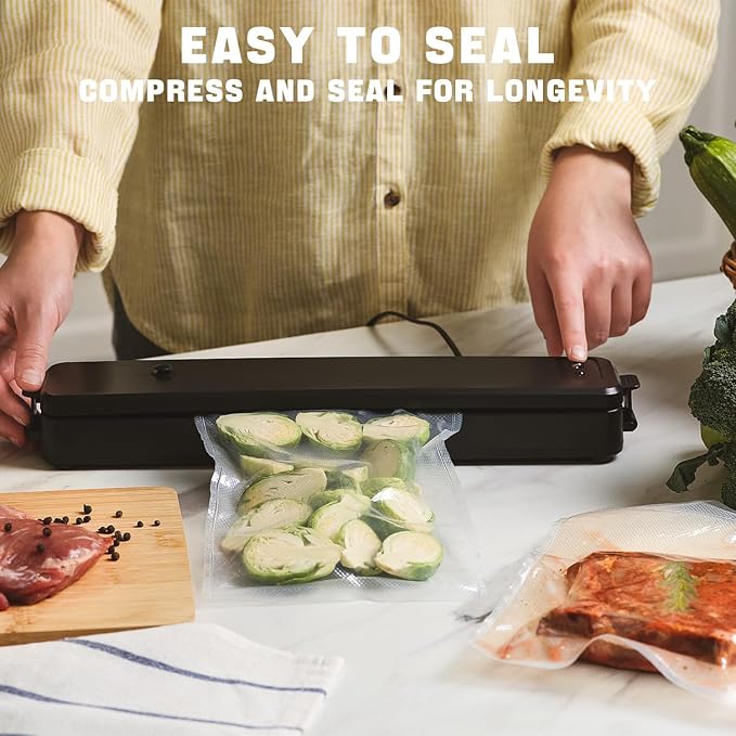 100 Quart Vacuum Sealer Bags - 8x12 Inch, Heavy Duty Commercial Grade for Food Saver, Seal a Meal, Sous Vide, Meal Prep, Freezer Storage