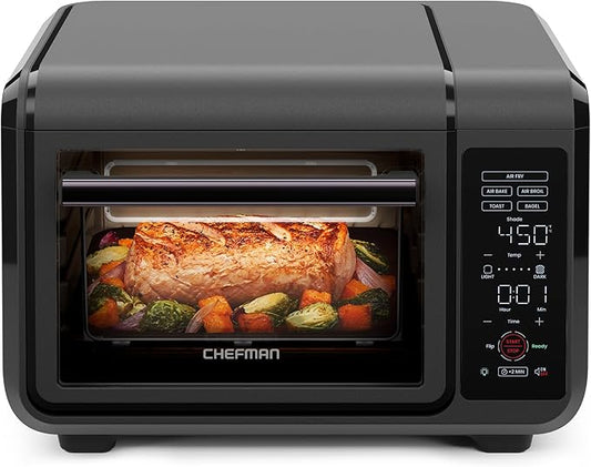 Chefman Air Fryer Toaster Oven Combo, Countertop Oven for Quick & Healthy Meals, Bake, Broil, Air Fry, Toast, and Bagel Functions, 450°F Max Temp, 4 Slice Toaster Oven Air Fryer Combo