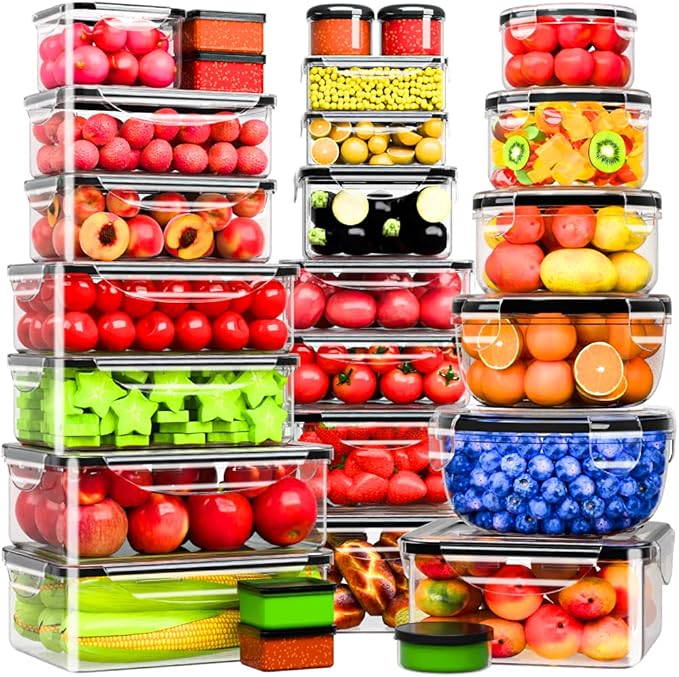 54 Pcs Food Storage Containers with Lids Airtight, (27 Containers &27 Lids) Reusable BPA-Free Plastic Food Containers for Kitchen Organization, Leak Proof Freezer/Microwave Safe Meal Prep Lunch Boxes