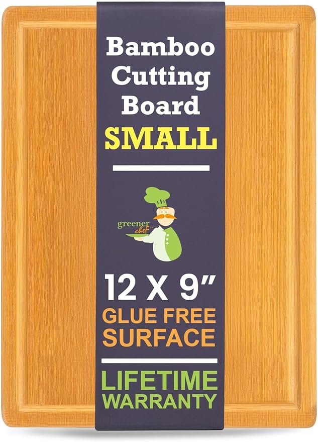Small Bamboo Cutting Board – 12 Inch Wood Cutting Boards for Kitchen with Glue-Free Surface™ & Juice Groove – Non-Toxic, FSC-Certified, Durable Wooden Chopping Board - Rectangle