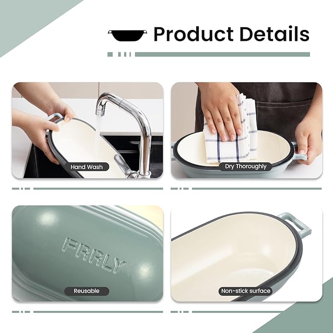 Enameled Cast Iron Dutch Oven for Sourdough Bread Baking,9 x 5-4/5 Inch Oval Cast Iron Bread Pan with Lid,Dutch Oven for Homemade Sourdough Baking,2.8QT Meatloaf Pan,Oven Safe