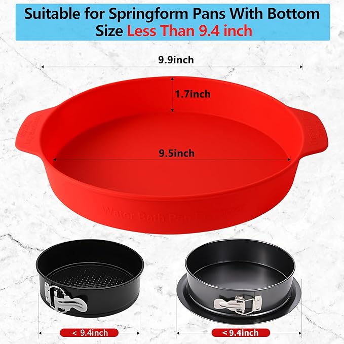 9 Inch Springform Pan - Nonstick 304 Stainless Steel Springform Cake Pan with Removable Bottom, 10 Inch Leakproof Silicone Cheesecake Pan Protector with Parchment Paper