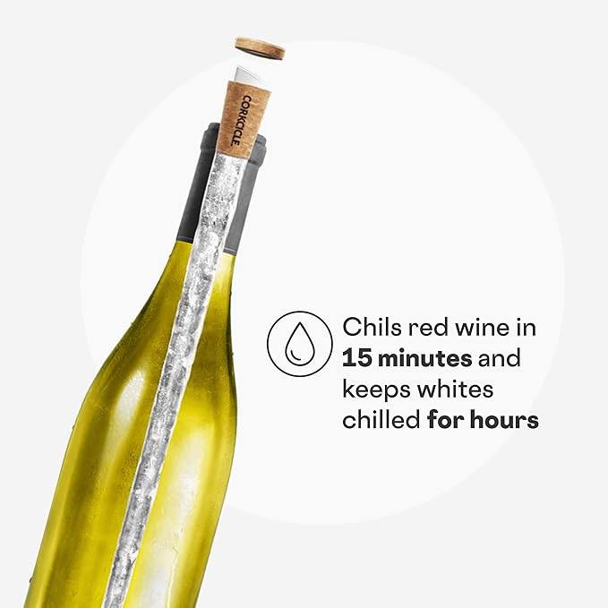 Corkcicle Air Wine Bottle Chiller - Keep Whites Cold & Bring Reds to Cellar Temp in 15 Minutes - Pour-Through Aerator for Enhanced Flavor - Gift for Wine Lovers