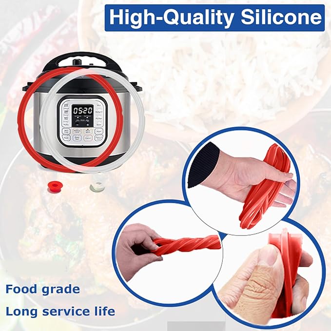 2 Pack Sealing Ring 3 Qt for Instant Pot Sealing Rings With 2 Float Valve Caps for MiNi 3 Qt Insta Pot, Food-Grade Silicone Instantpot 3Qt Sealing Ring, for InstaPot 3 Qt, Red, Clear